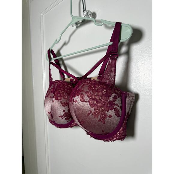 Torrid Curve Red Lace Strappy Push Up Plunge Bra Underwire Sexy Women's 42 DD - Picture 4 of 10